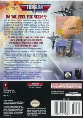 Top Gun - Combat Zones box cover back